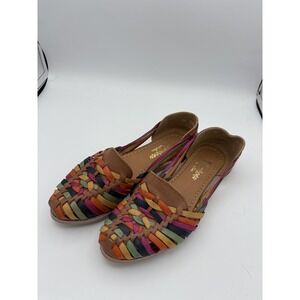Macarena Collection Shoes Womens Size 7.5 Multicolor Leather Huarache Flats